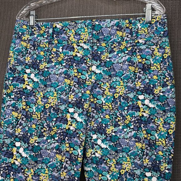 Ann Taylor Loft Marisa Womens Size 4 Blue Floral Cropped Pants Business Casual - Picture 9 of 10